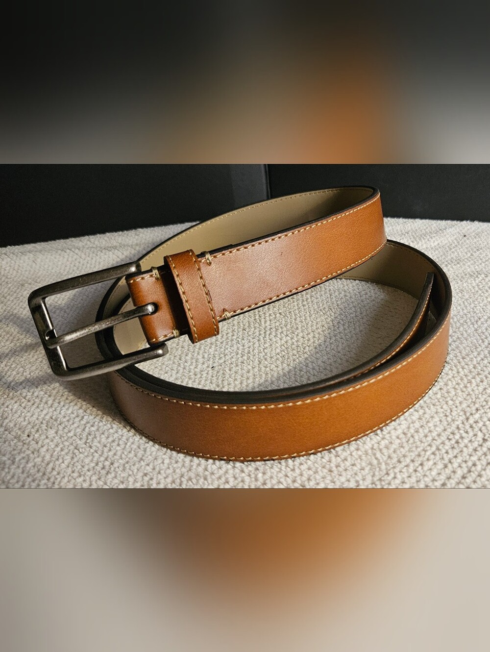 Men's Faux Leather Belt in Tan - Classic Casual Dress Style